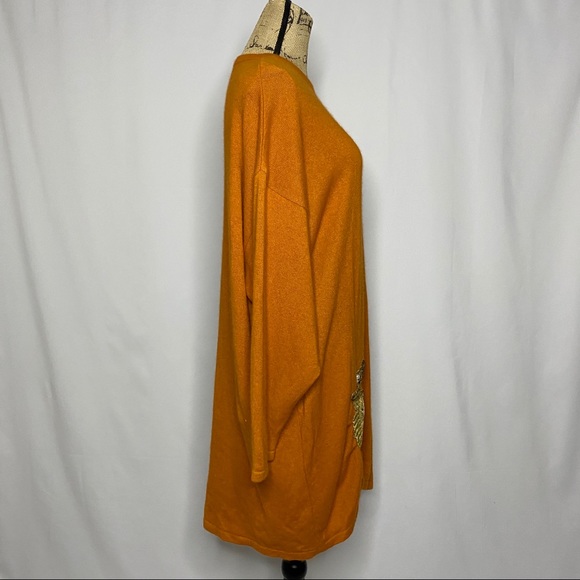 Ella Singh Orange Silk Cashmere Sweater Dress - Picture 5 of 12